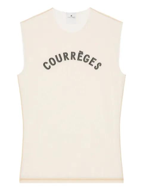 logo-print sleeveless top by COURREGES