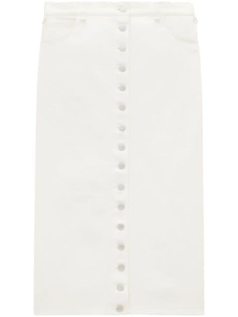 low-rise denim midi skirt by COURREGES