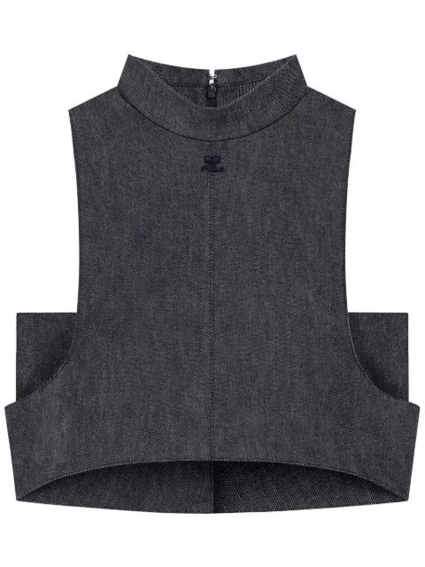 mock-neck denim top by COURREGES