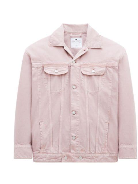 notched-collar cotton denim jacket by COURREGES
