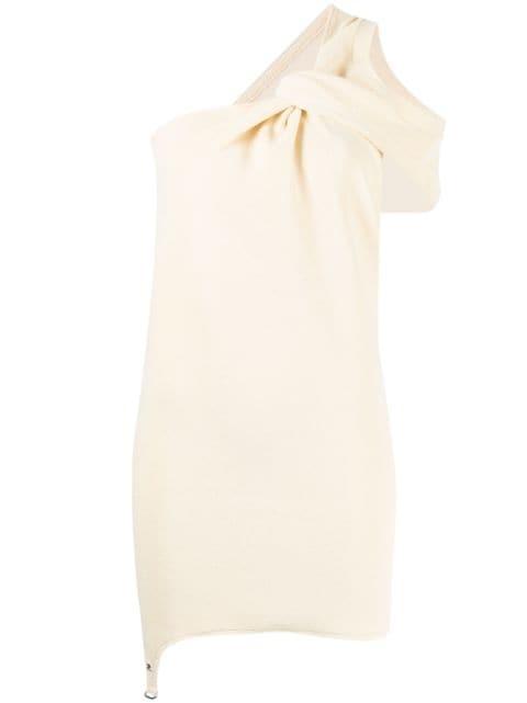 one-shoulder knotted minidress by COURREGES
