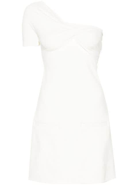 one-shoulder twist crepe minidress by COURREGES