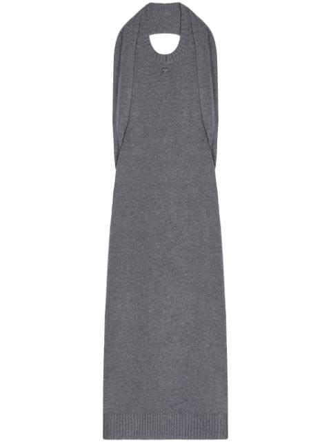 over the shoulder draped midi dress by COURREGES