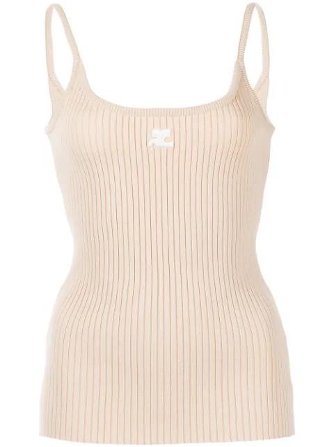 ribbed knit cotton tank top by COURREGES