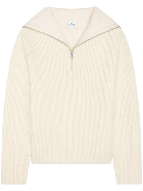 ribbed-knit hoodied sweater by COURREGES