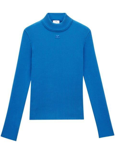 ribbed-knit mock-neck jumper by COURREGES