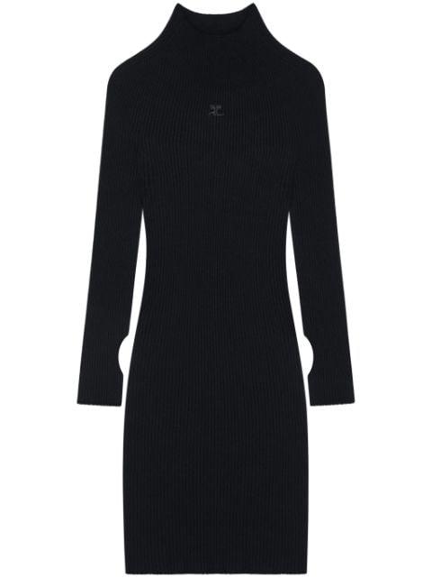 ribbed-knit mock neck mini dress by COURREGES