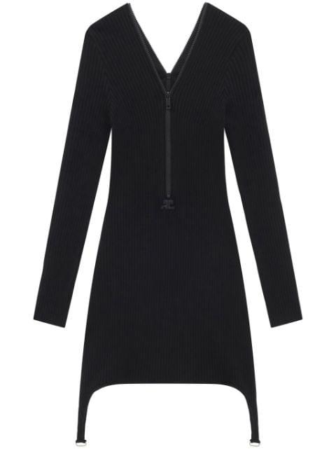 ribbed-knit zip-up dress by COURREGES