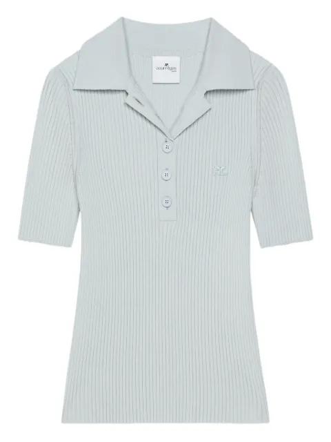 ribbed short-sleeve polo top by COURREGES