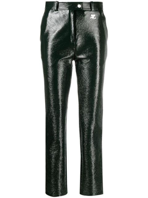 slim-cut vinyl trousers by COURREGES