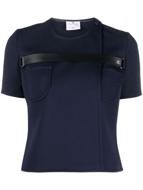 strap-detail T-shirt by COURREGES