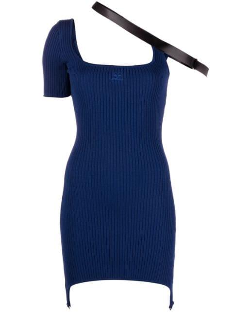 strap-detail asymmetric mini dress by COURREGES