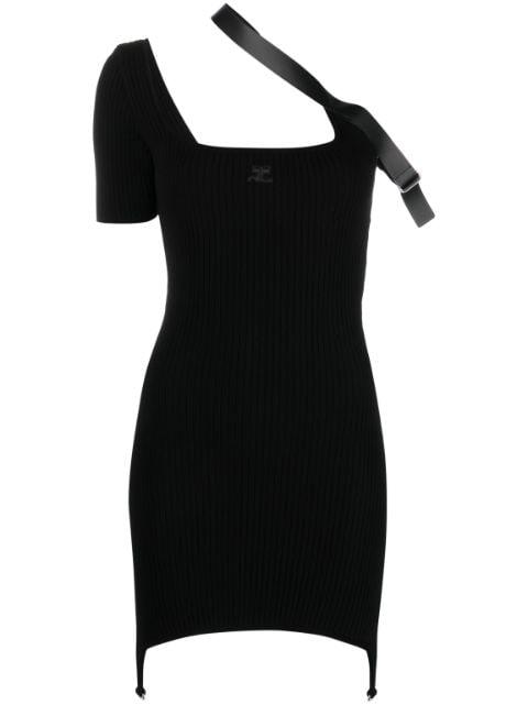 strap-detail asymmetric mini dress by COURREGES