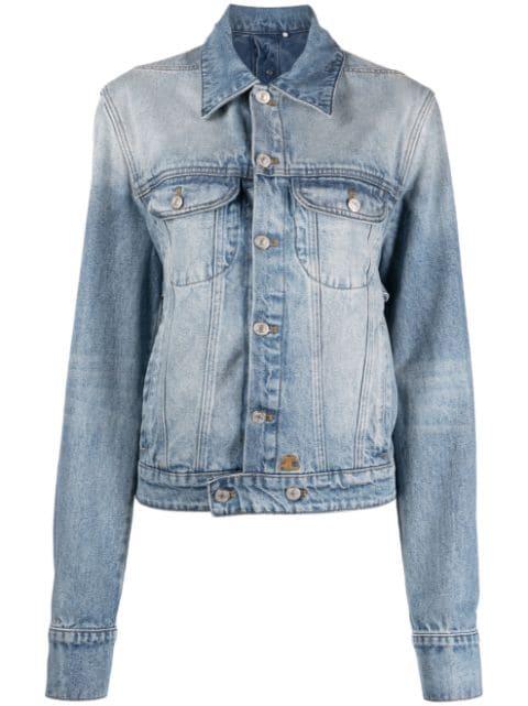 strap-embellished denim jacket by COURREGES