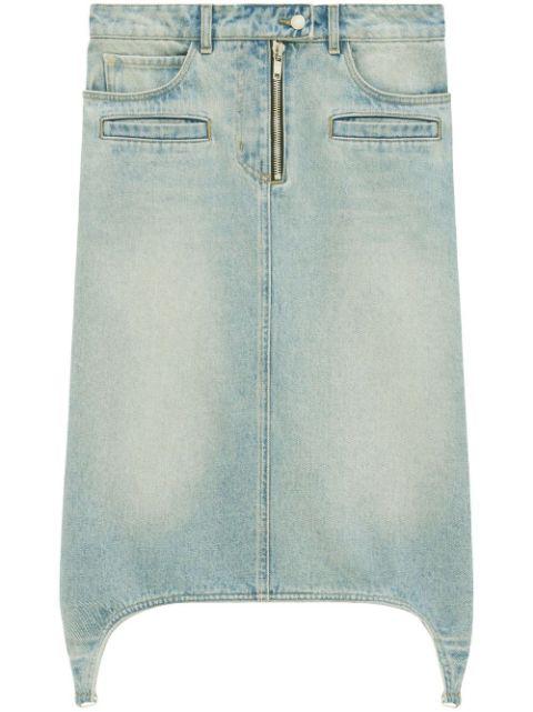 suspenders denim midi-skirt by COURREGES