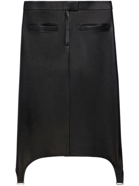 suspenders-detail leather midi skirt by COURREGES