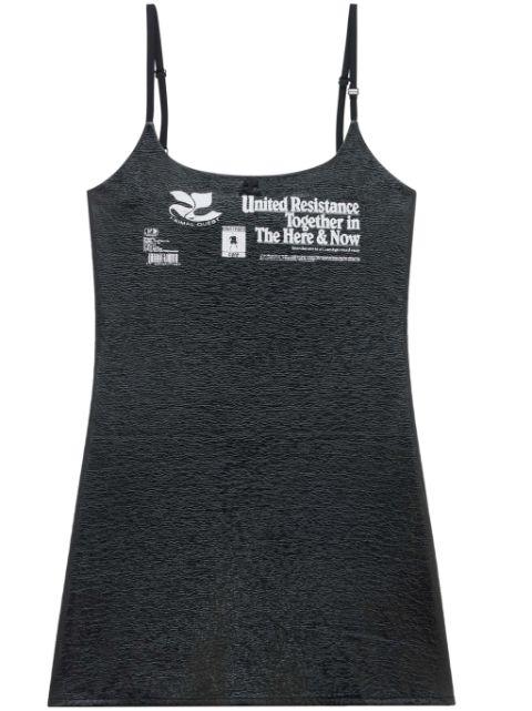 text-print textured minidress by COURREGES