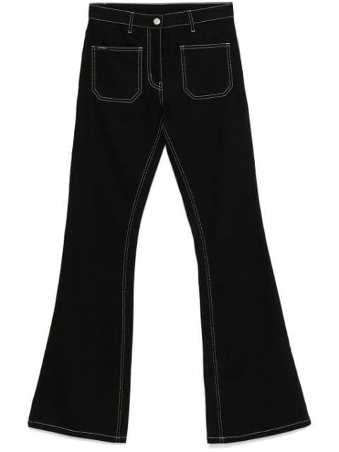 topstitched bootcut jeans by COURREGES