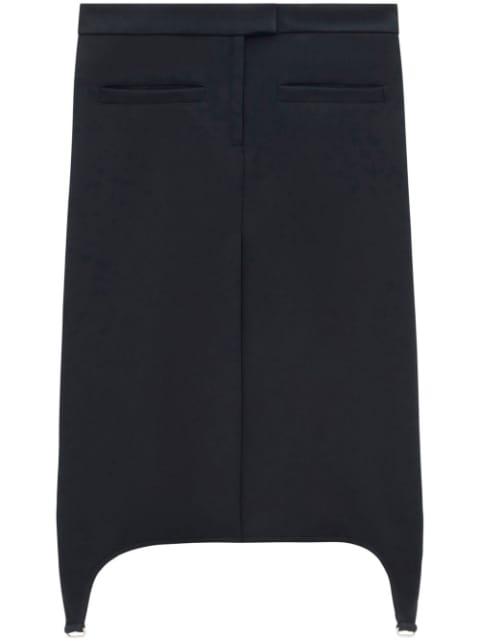 twill suspenders midi skirt by COURREGES