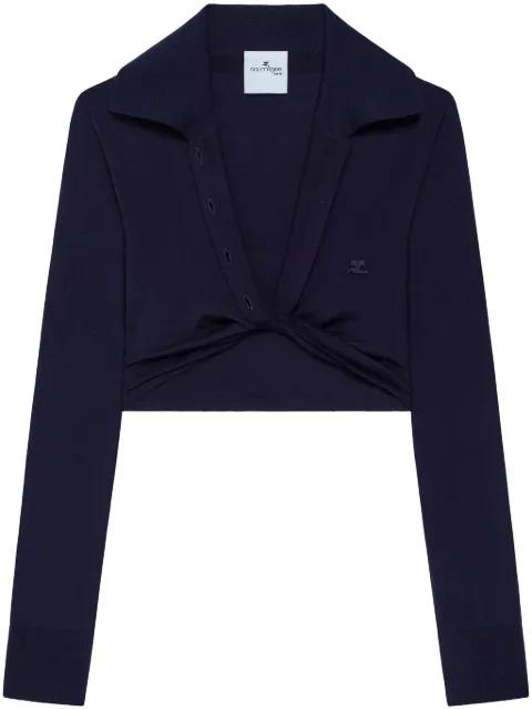 twist-detail cropped polo jumper by COURREGES