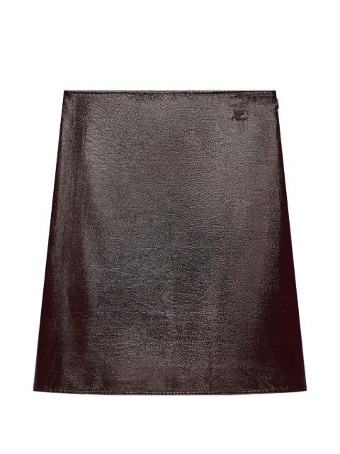 vinyl logo-patch A-line knee-length skirt by COURREGES