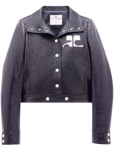 vinyl logo-patch jacket by COURREGES