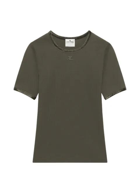 vinyl-trim logo-patch T-shirt by COURREGES