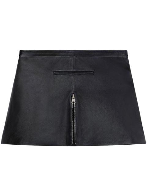 zip-detail leather miniskirt by COURREGES