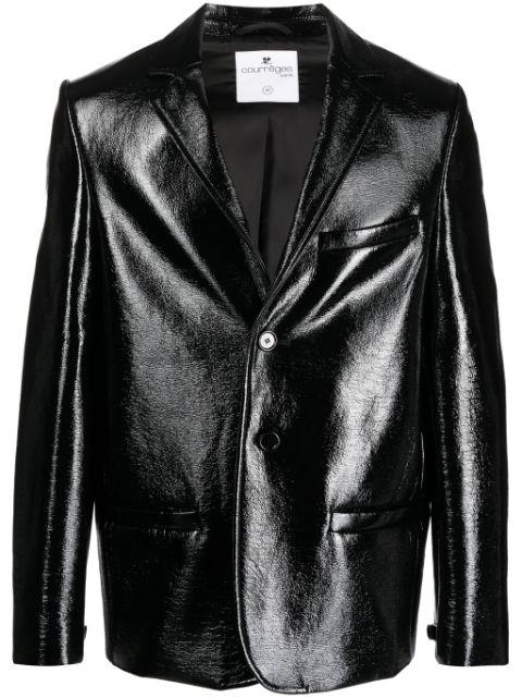 zip-detail patent-finish blazer by COURREGES