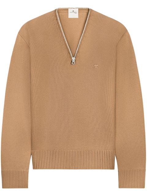 zip-detailing wool sweater by COURREGES