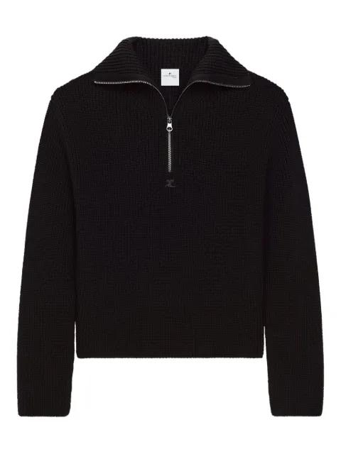 zip-neck ribbed-knit sweater by COURREGES
