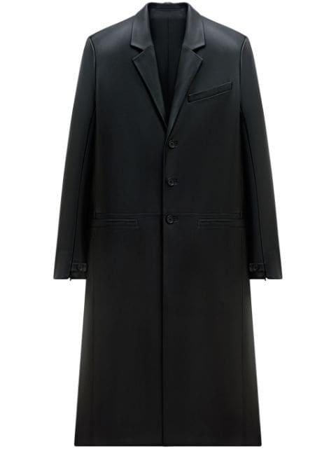 zip-sleeve leather tailored coat by COURREGES