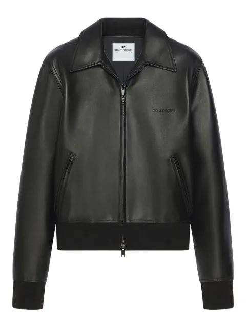 zip-up leather jacket by COURREGES