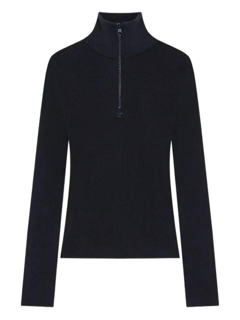 zipped mock-neck sweater by COURREGES