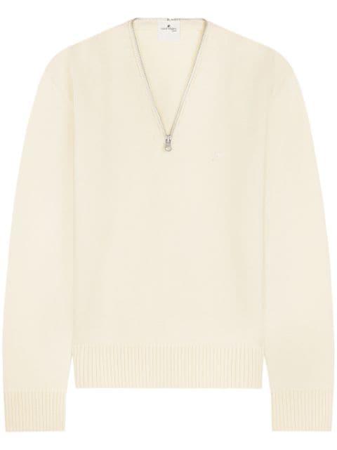 zipped wool sweater by COURREGES