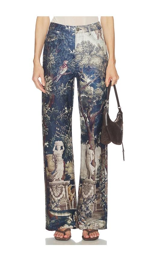 Courtney Zheng Tapestry Print Jeans in Blue by COURTNEY ZHENG