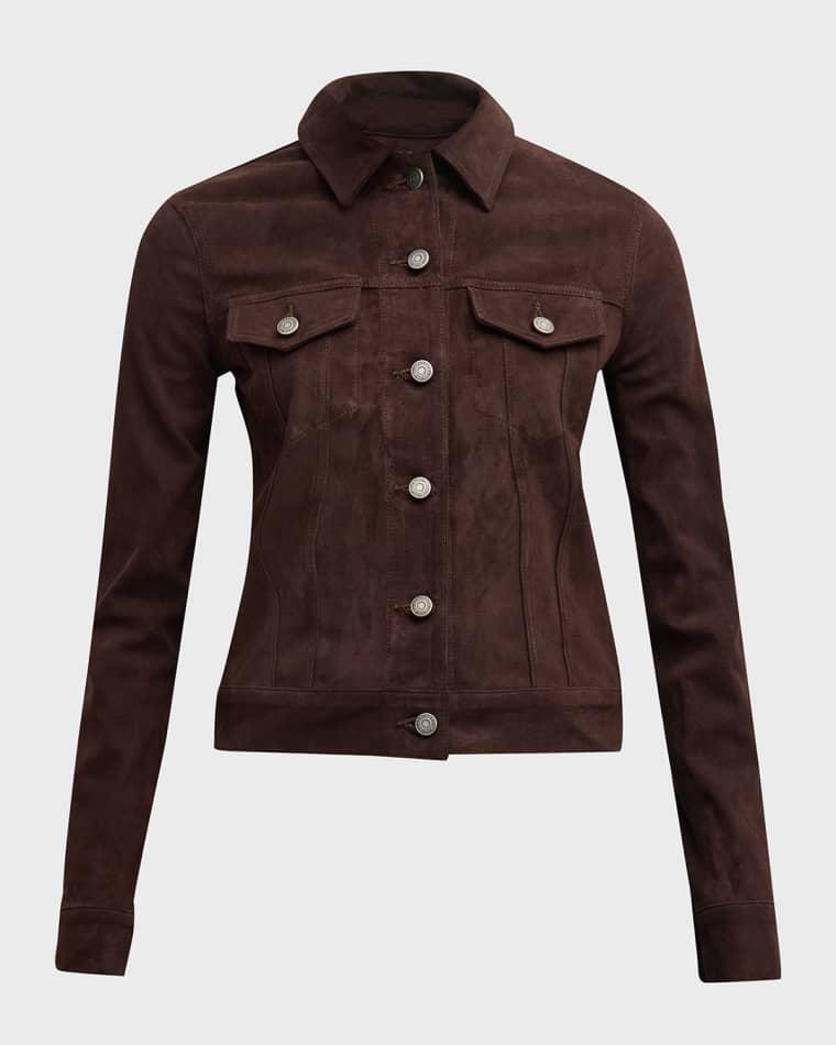 Donna Suede Trucker Jacket by COUT DE LA LIBERTE