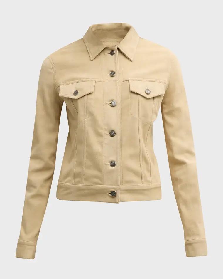 Donna Suede Trucker Jacket by COUT DE LA LIBERTE