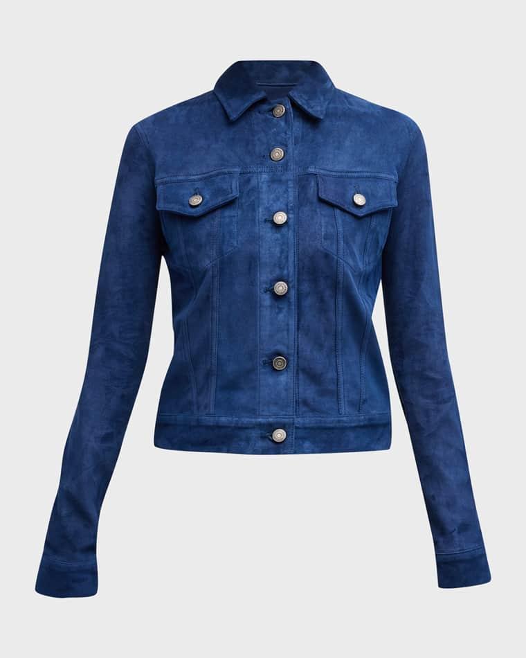 Donna Suede Trucker Jacket by COUT DE LA LIBERTE
