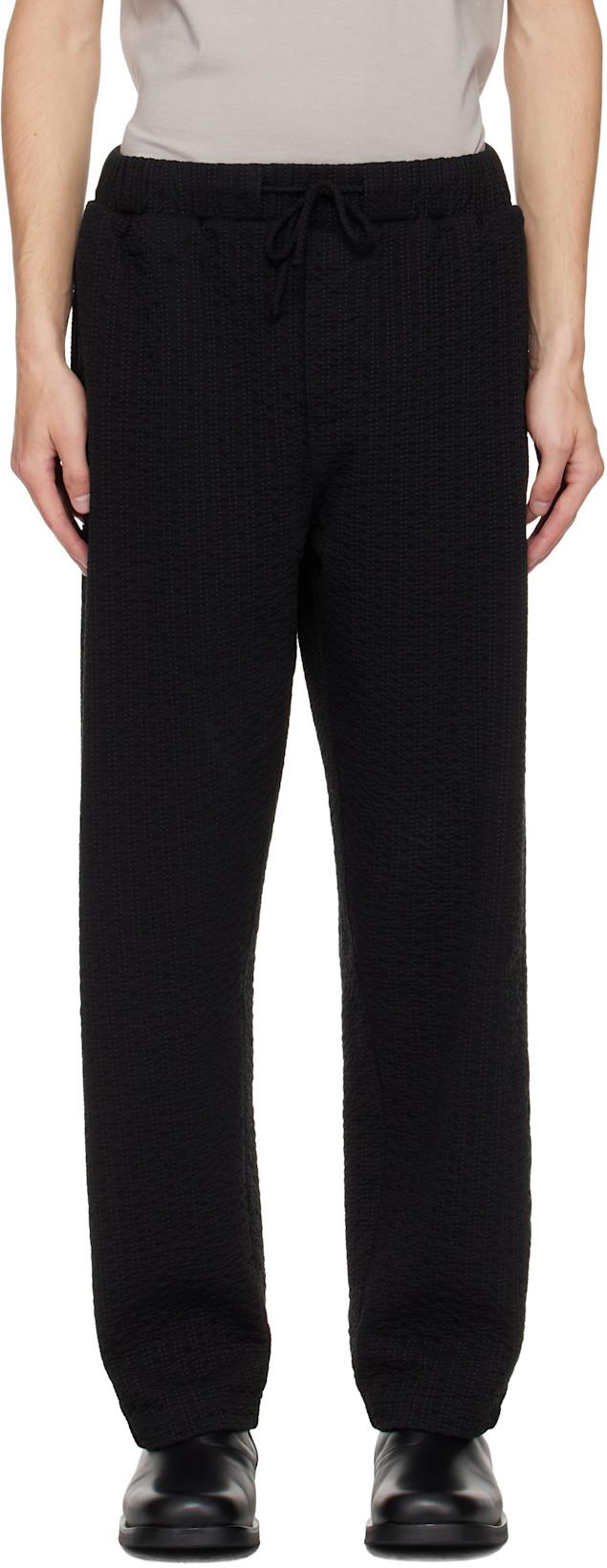 Black Embroidered Linestitch Trousers by CRAIG GREEN