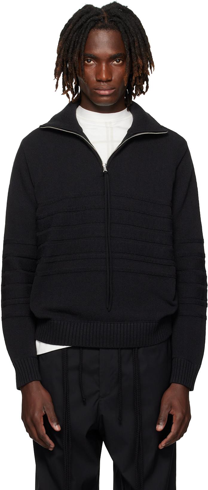 Black Tape Knit Polo by CRAIG GREEN