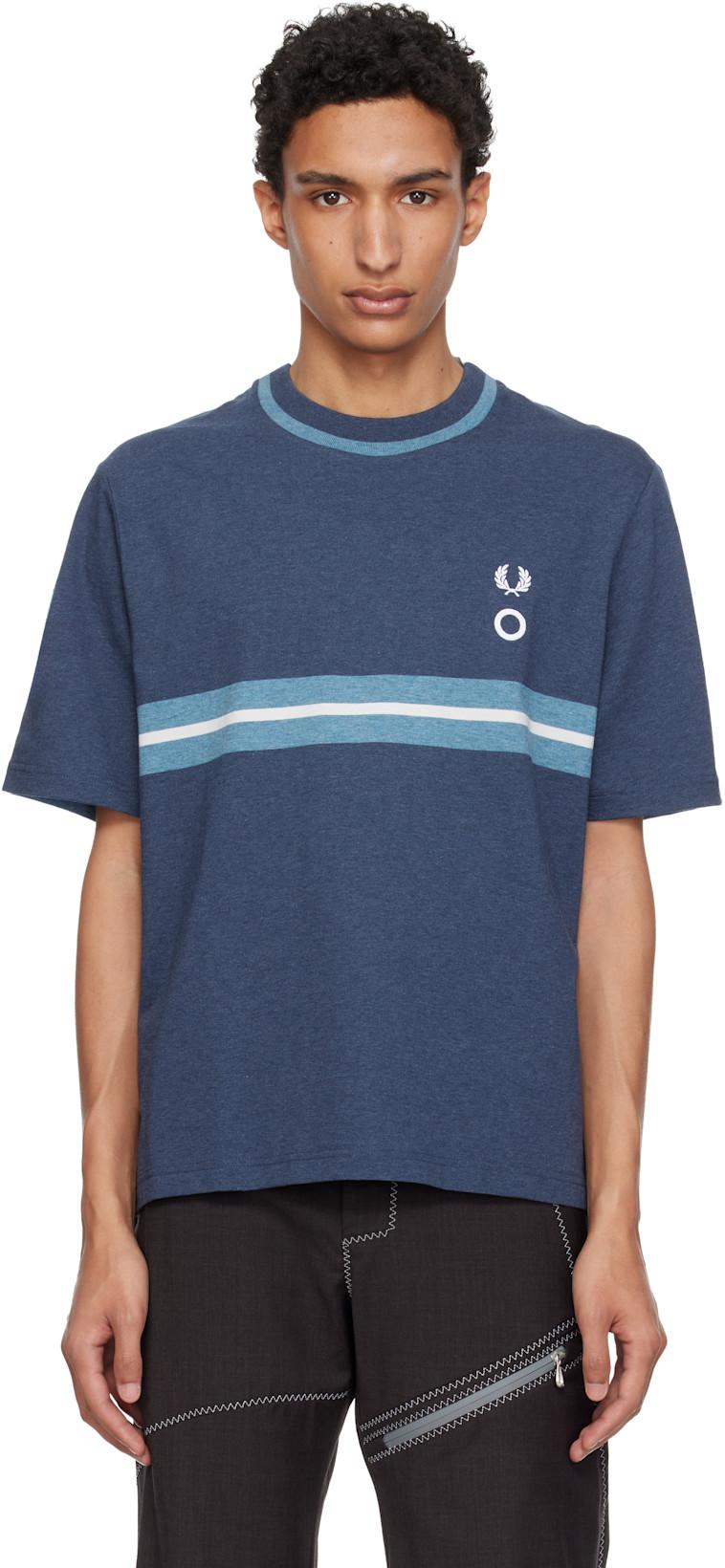 Blue Fred Perry Edition 'Half And Half' T-Shirt by CRAIG GREEN