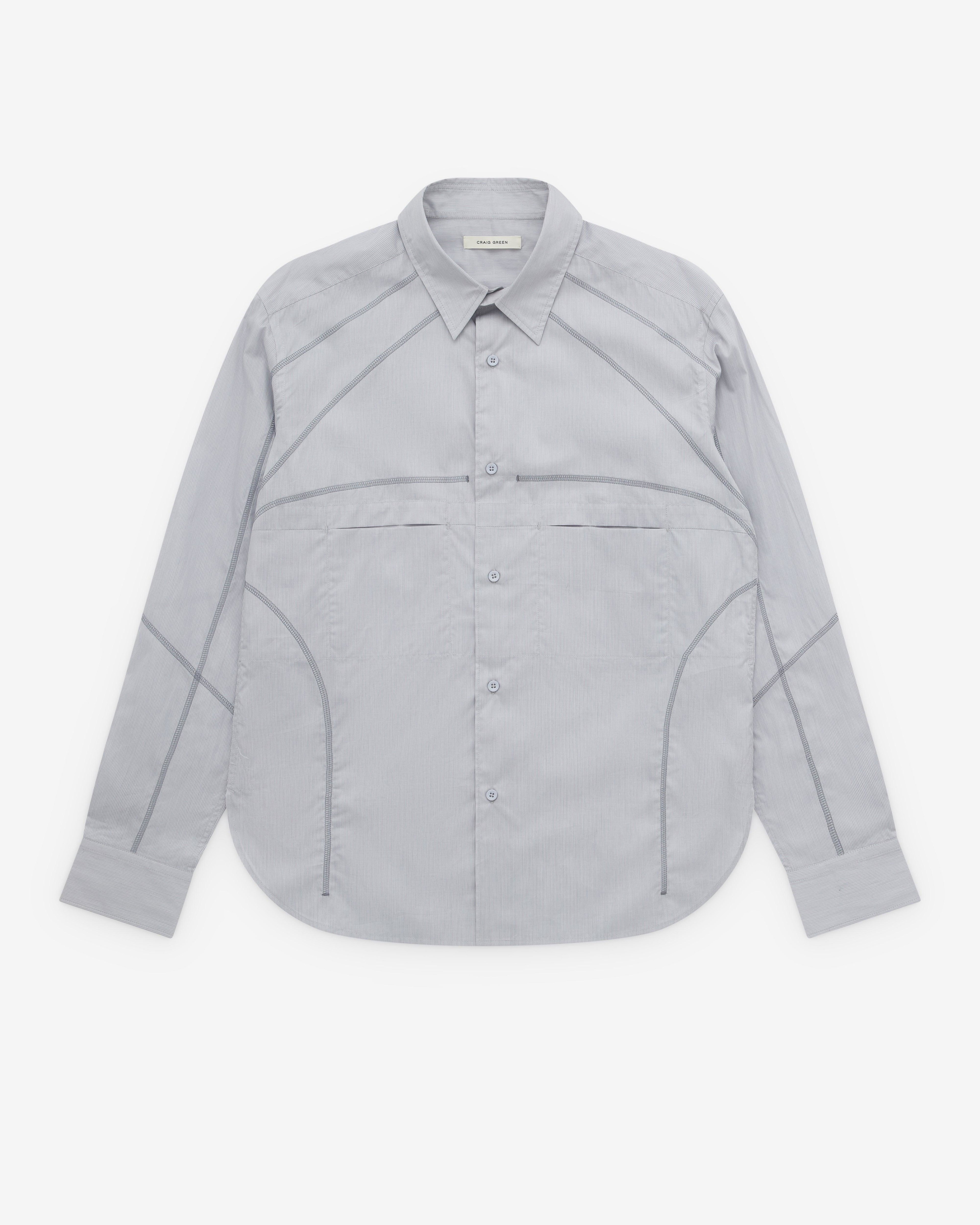 Craig Green - Men's Flatlock Shirt - (Grey Stripe) by CRAIG GREEN