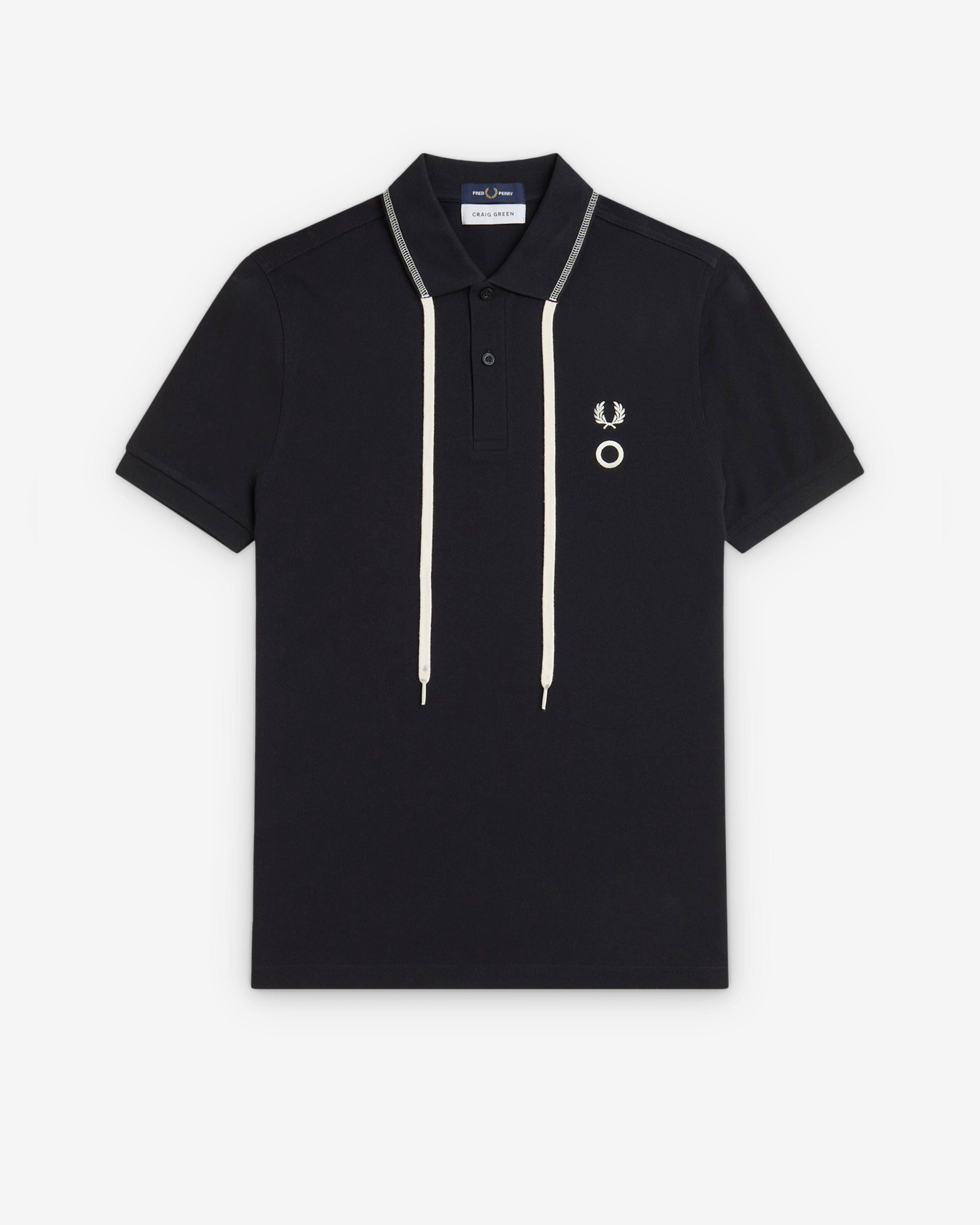 Craig Green - Men's Fred Perry Drawcord Polo Shirt - (Black) by CRAIG GREEN