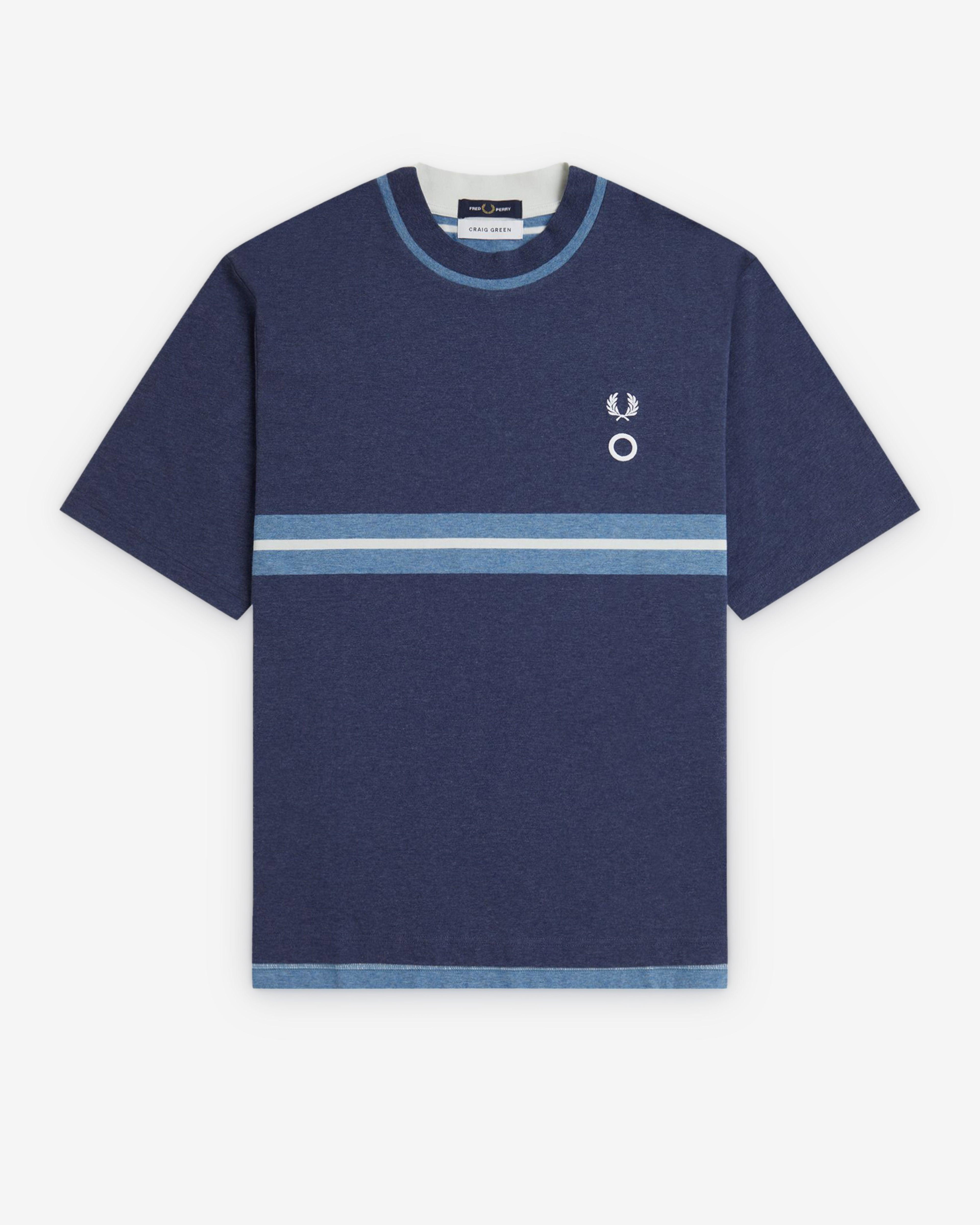 Craig Green - Men's Fred Perry Half And Half T-Shirt - (Mid Blue Marl) by CRAIG GREEN