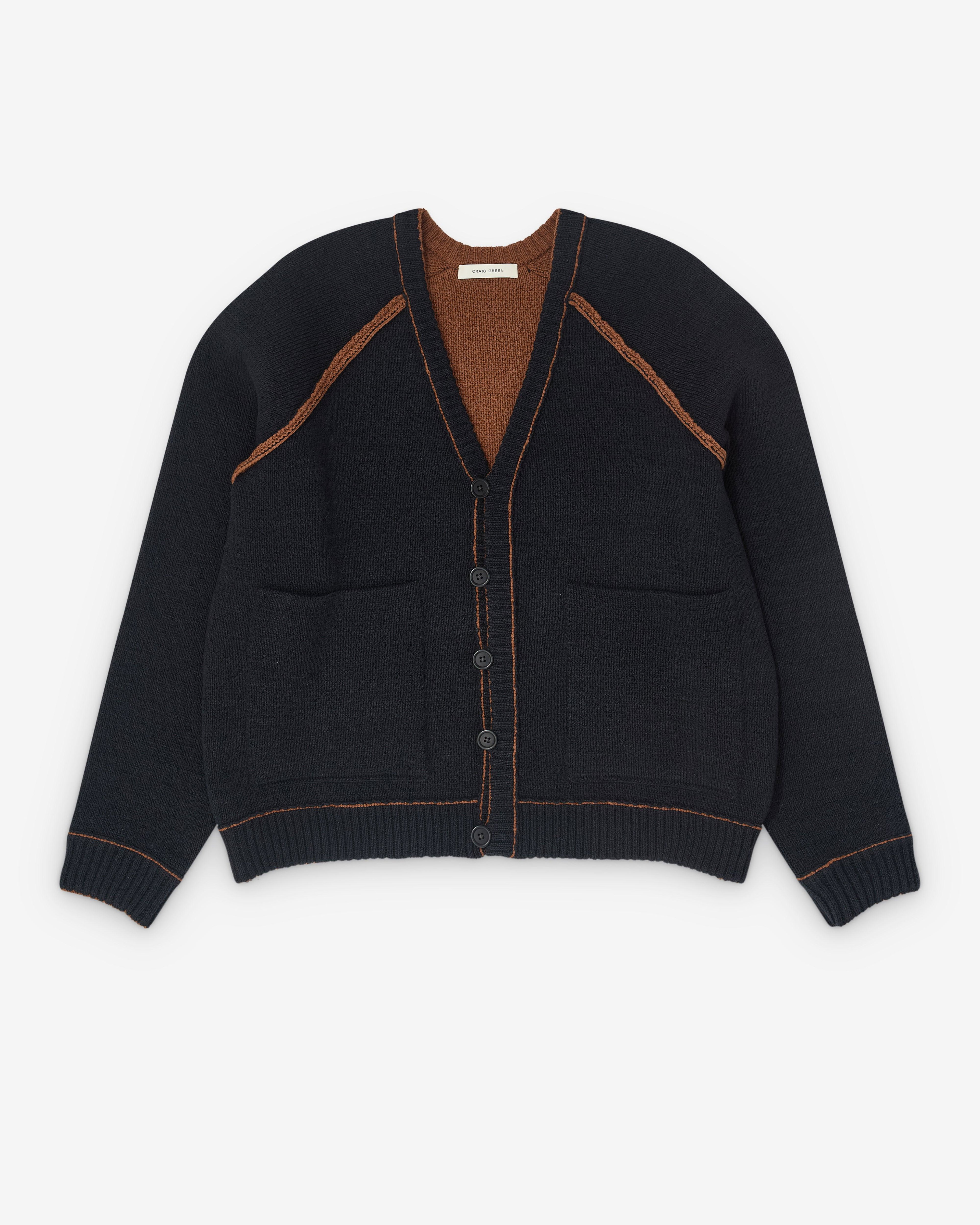 Craig Green - Men’s Tape Knit Cardigan - (Black/Brown) by CRAIG GREEN