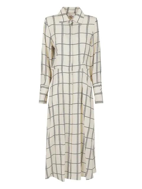 check-pattern midi shirt dress by CRIDA