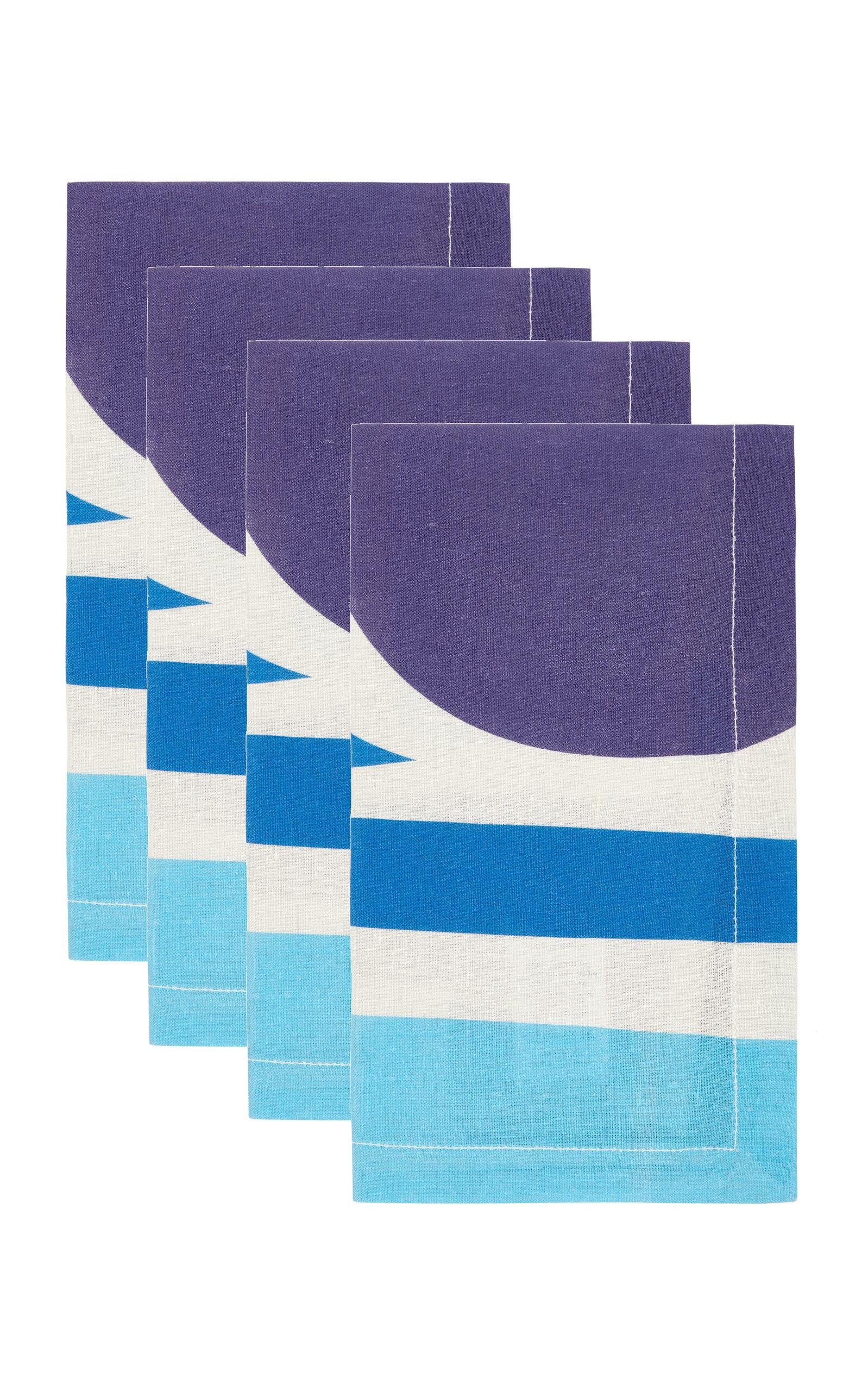 CRINI & SOPHIA - Set-of-Four Linen Napkins - Blue - Moda Operandi by CRINI&SOPHIA