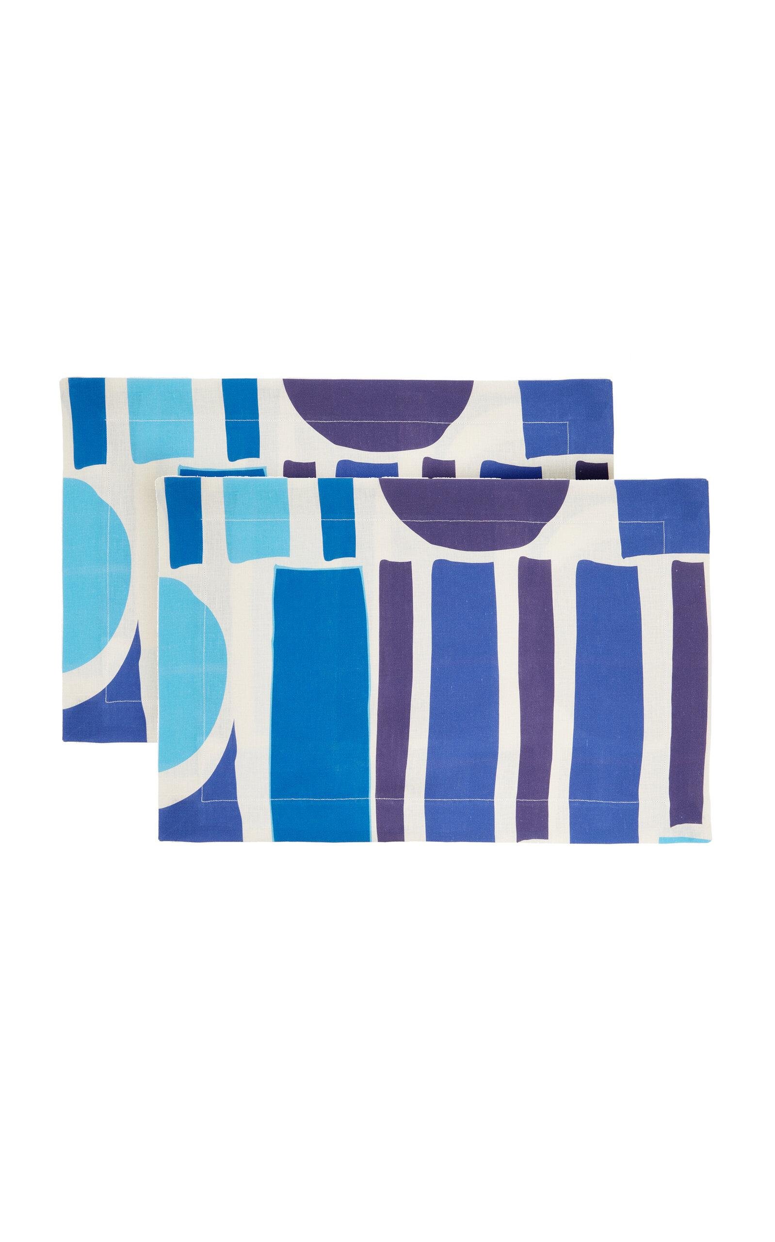 CRINI & SOPHIA - Set-of-Two Linen Placemats - Blue - Moda Operandi by CRINI&SOPHIA