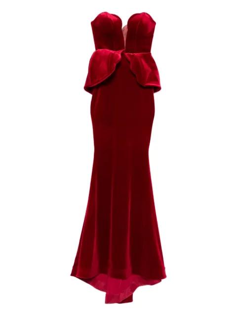 Ariadna peplum strapless maxi dress by CRISTALLINI